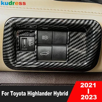 Toyota Highlander Hibridinių 2021 2022 2023 Anglies Pluošto Automobilių Žibintų Lempos Jungiklio Mygtuką Skydelio Dangtelį Apdaila, Interjero Priedai