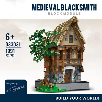 Magic House Viduramžių Architektūra Serija Su Apšvietimo Montavimas Mažų Dalelių Blokai Kūrybos Street View 