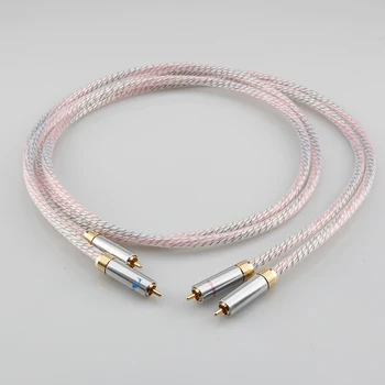 Aukštos Kokybės Poros Nordost Valhalla 7N sidabro padengtą audio RCA sujungimo kabelis su Auksu RCA plug jungtis