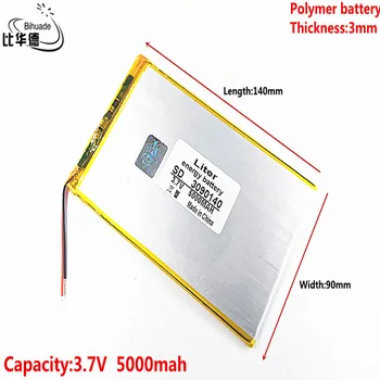 Litro energijos baterija 3.7 V,5000mAH 3090140 (polimeras ličio jonų baterija) Li-ion baterija tablet pc 7 colių 8 colių 9inch