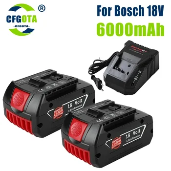 Originalus 18V 6000mAh Įkrovimo Už Bosch 18V 6.0 Ah Baterijos Atsarginės Nešiojamų Pakeitimo BAT609 lemputė+3A Įkroviklis