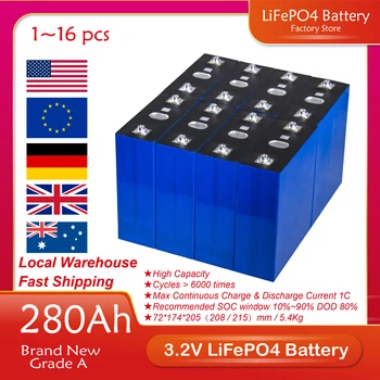 280Ah 3.2 V Lifepo4 Akumuliatorių visiškai Naujos Klasės DIY 12V 24V 48V Ličio Geležies Fosfato baterijos