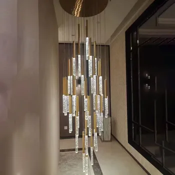 Lubų Liustra Palėpės Laiptai Blizgesio Salė Kambarį Lazdele Burbulas Kristalų Kabo Lempa, Chromo/Aukso Ilgai Virtuvės LED Šviestuvai