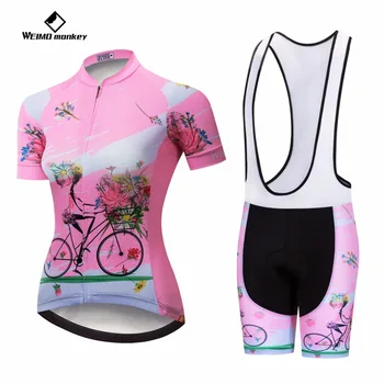 Moterų Dviračių Nustatyti 2019 Dviračių Džersis Šortai vasarą Kalnų Dviračių, Drabužių MTB Dviračių Viršuje, apačioje Maillot Ropa Ciclismo Komanda rožinė