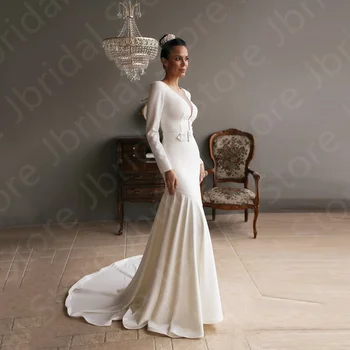 Parduodamas Klasikinis Vestuvių Suknelės 2023 Naujas Dramblio Kaulo Ilgomis Rankovėmis Nuotaka Iliuzija Iškirpte Vestuvinės Suknelės Undinė Teismas Traukinys