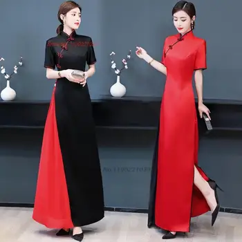 2024 m. kinijos vintage suknelė pagerėjo cheongsam rytų vakaro suknelė elegantiškas liaudies qipao vestido pokylių šalies vakarinę suknelę