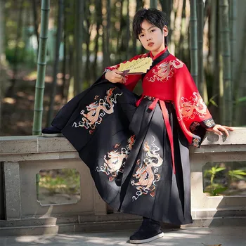 Senovės Kinų Suknelė Hanfu Berniukas Tradicinio Siuvinėjimo Skraiste Kinijos Stiliaus Kovos Menų Cosplay Kostiumų Kimono Studentų Vienodas
