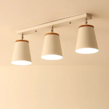 Modernus Nordic Kūrybos LED Lubų Šviesos Geležies lempų gaubtų su Medienos Reguliuojamo Kampo Kabo Lempa Koridorius, Gyvenamasis Kambarys