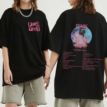 Lil Uzi Vert 2023 Naują Muzikos Albumą, Rožinė Juosta T-shirt Vyrų Mados Hip-Hop Vintage Marškinėliai trumpomis Rankovėmis Negabaritinių marškinėliai Topai