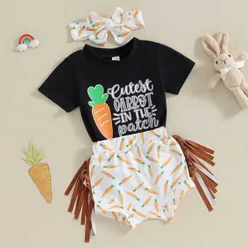 Bamblys Kūdikių Mergaitės Trumpi Laišką, Print T-Shirt Elastinga Trumpas Outwear Komplektus Drabužių