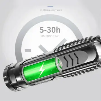 Galingas LED Žibintuvėlis USB Įkrovimo Stiprios Šviesos Blykstės Šviesos Vandeniui Zoom Lauko Žvejybos, Medžioklės Multi-function