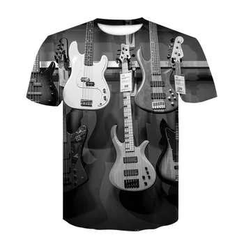 Roko Muzikos Gitara 3D Marškinėlius Vasaros Vyrų/Moterų Marškinėliai Mados marškinėliai Atsitiktinis Marškinėliai/Streetwear Vyrų Drabužių, Negabaritinių