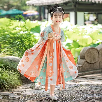 Mergina Liaudies Šokio Spektaklis Tradicinę Suknelę, Tango Tiktų Senovės Kinų Kostiumas Vaikams Pasakų Gėlių Siuvinėjimas Hanfu Drabužiai