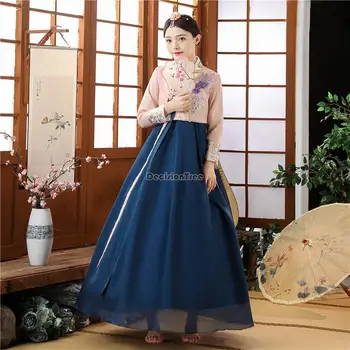 2023 hanbok pagerėjo hanbok moterų teismas stiliaus karšto štampavimo spausdinti korėjos liaudies šokių suknelė suknelė elegantiškas korėja suknelė tiktų s687