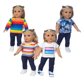 Kaubojus Vaivorykštė Kostiumas tinka American girl 18 Colių amerikos mergina lėlės aleksandras lėlės-geriausia dovana